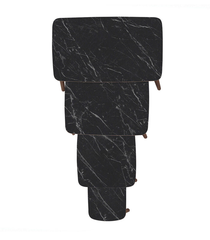 vovvahome Luci 4lü Zigon Sehpa - Siyah Mermer Desenli - Görsel 6