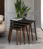 vovvahome Luci 4lü Zigon Sehpa - Siyah Mermer Desenli