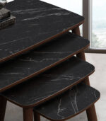 vovvahome Luci 4lü Zigon Sehpa - Siyah Mermer Desenli - Görsel 5