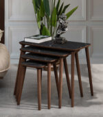 vovvahome Luci 4lü Zigon Sehpa - Siyah Mermer Desenli - Görsel 2