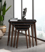 vovvahome Luci 4lü Zigon Sehpa - Siyah Mermer Desenli - Görsel 3