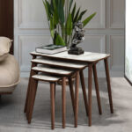 vovvahome Luci 4lü Zigon Sehpa - Beyaz Mermer Desenli