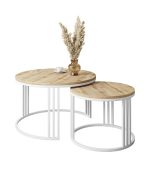 vovvahome İsabella Orta Sehpa - Meşe | Beyaz - Görsel 2