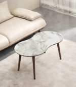 vovvahome Moon Orta Sehpa - Beyaz Mermer Desenli