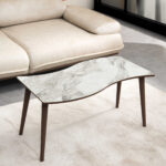 vovvahome Salsa Orta Sehpa - Beyaz Mermer Desenli