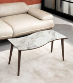 vovvahome Salsa Orta Sehpa - Beyaz Mermer Desenli