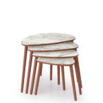 vovvahome Nora 4lü Zigon Sehpa - Beyaz Mermer Desenli