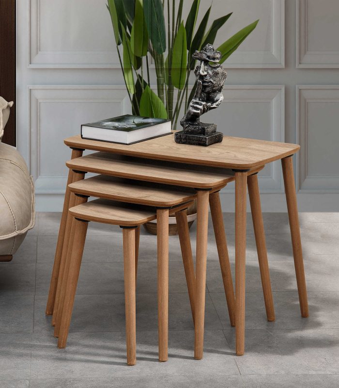 vovvahome Luci 4lü Zigon ve Orta Sehpa Takımı - Meşe - Görsel 2